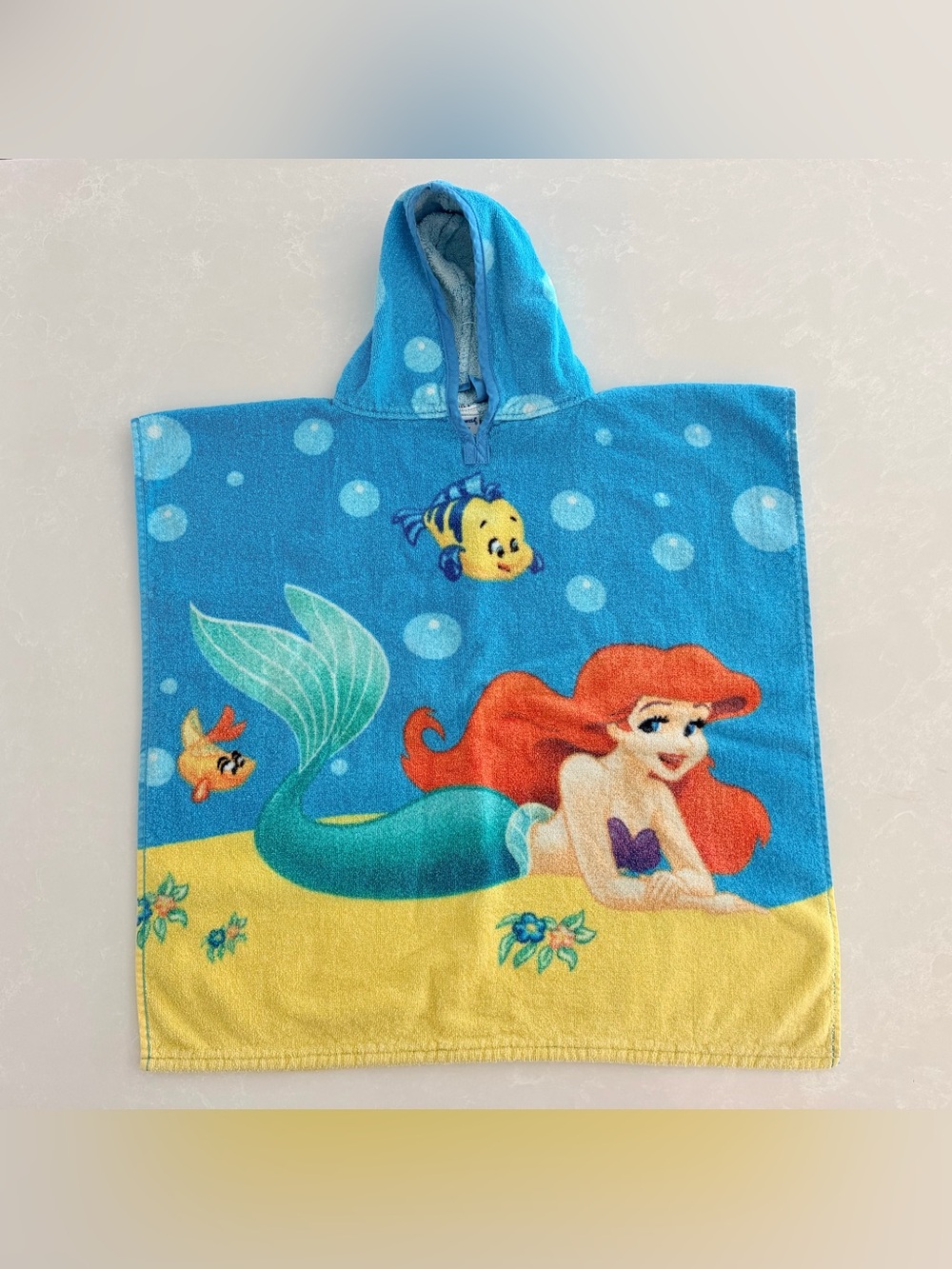 Vintage Disney Hilasal Ariel The Little Mermaid Hooded Towel Poncho • Size 2-4T